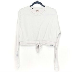 Gymshark Heather Gray Knit Crop Ribbed Top Long Sleeves